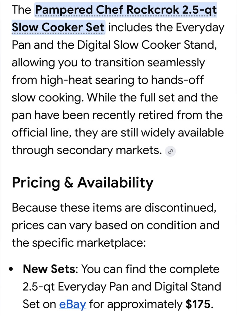 Pampered Chef Rockcrok 2.5-qt Slow Cooker Everyday Pan NEW WITHOUT ORIGINAL BOX - Picture 8 of 8